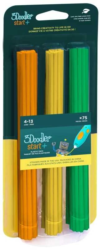 3Doodler Start Filament Eko | 2.5mm | 75 vnt | 3 spalvų Tangerine Tang/ Lemon Zest/Spring Žalias