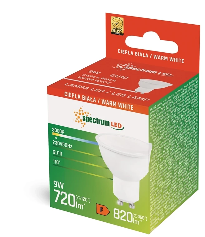 Spectrum LED bulb GU10 9W 720LM 3000K 110°