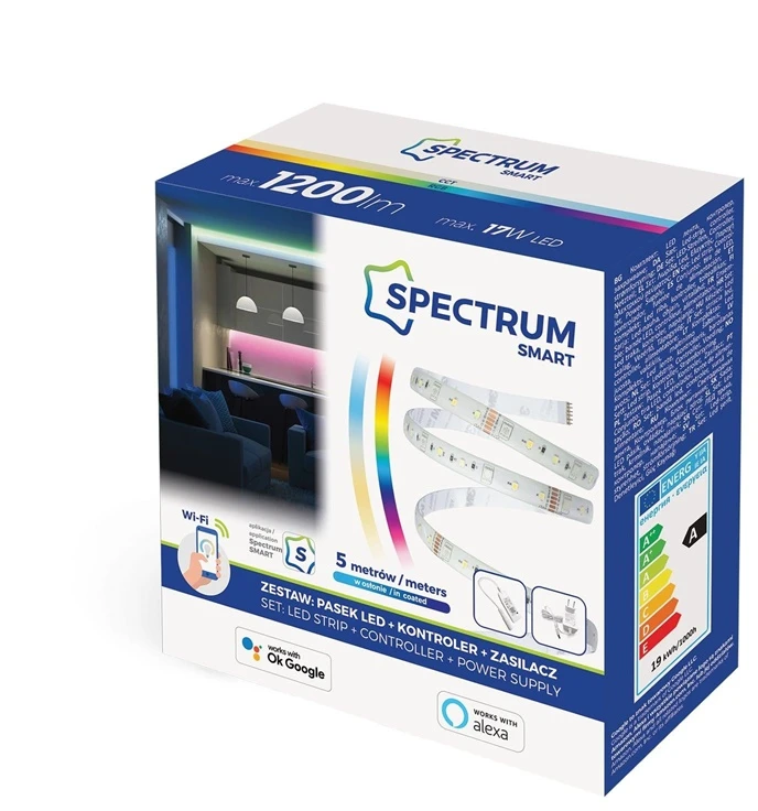 Spectrum LED juosta WIFI, 17W, 5m, RGBW, su valdikliu ir adapteriu