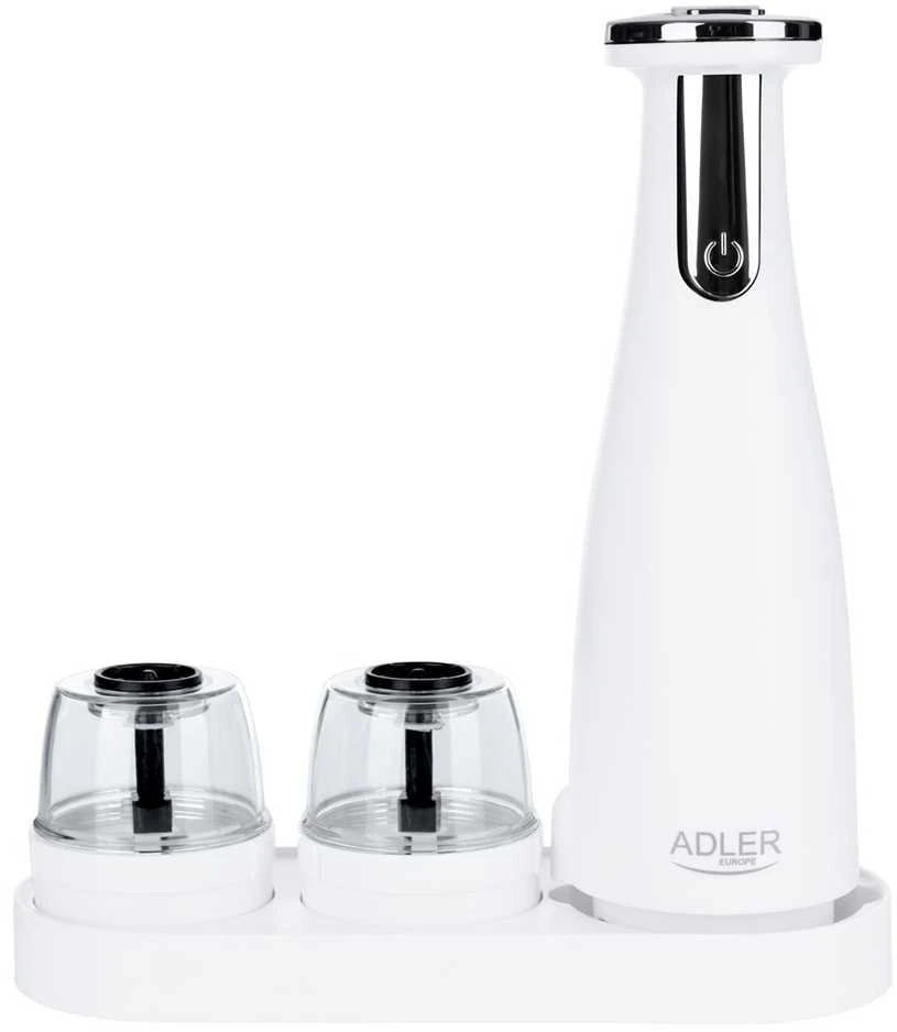 Adler | Elektrinis druskos ir pipirų malūnėlis | AD 4449w | Korpuso medžiaga ABS plastikas | 7 W | Ličio | Matinis baltas