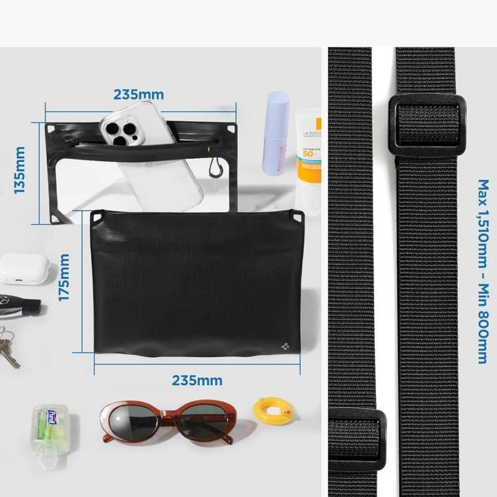„Spigen Aqua Shield WaterProof Case A640“ (dvigubas, su „Crossbag“) 1 vnt., juodas