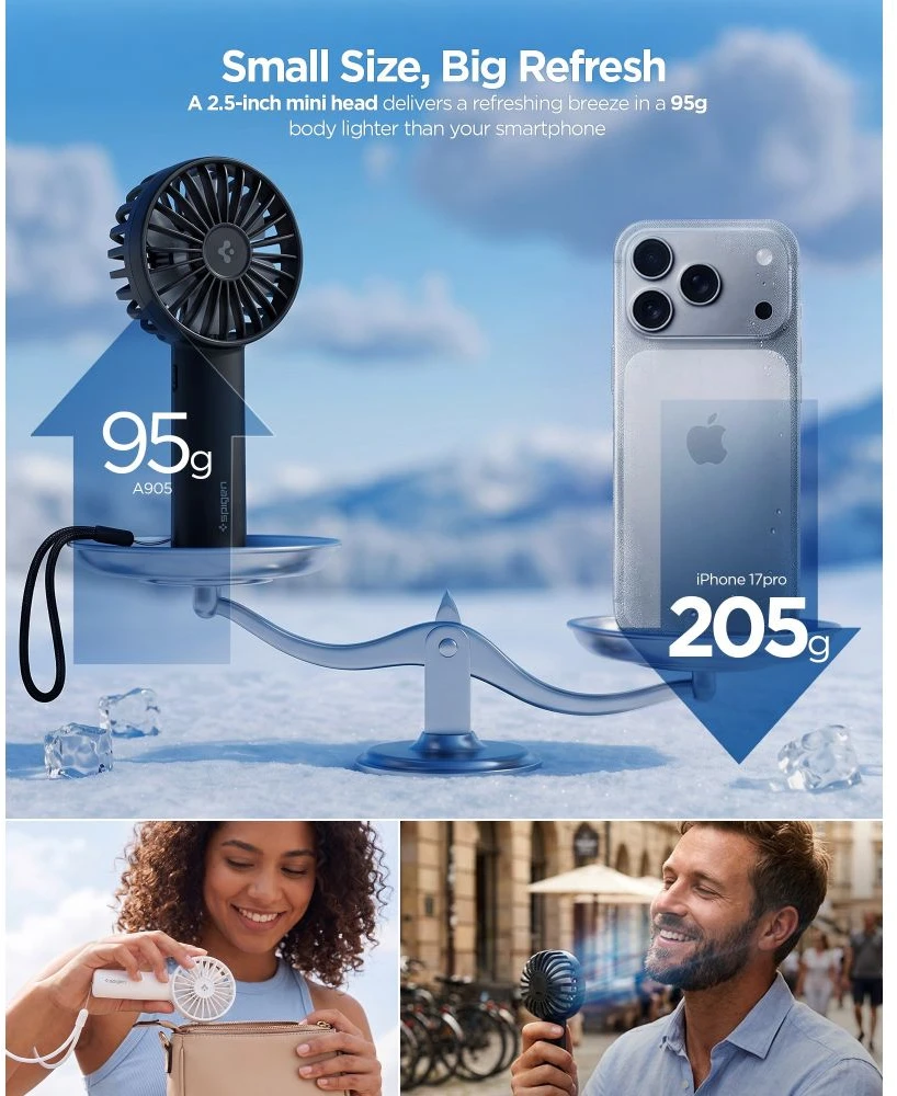 SPIGEN A905 NEŠIOJAMAS RANKINIS VENTILIATORIUS Juodas