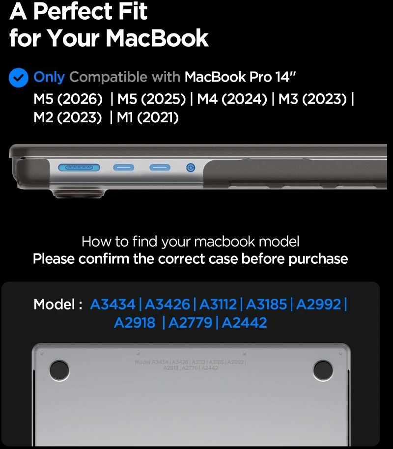 SPIGEN AIRSKIN MACBOOK PRO 14 M1-M5 PRO / M5 PRO MAX 2021-2026 FROST Juodas