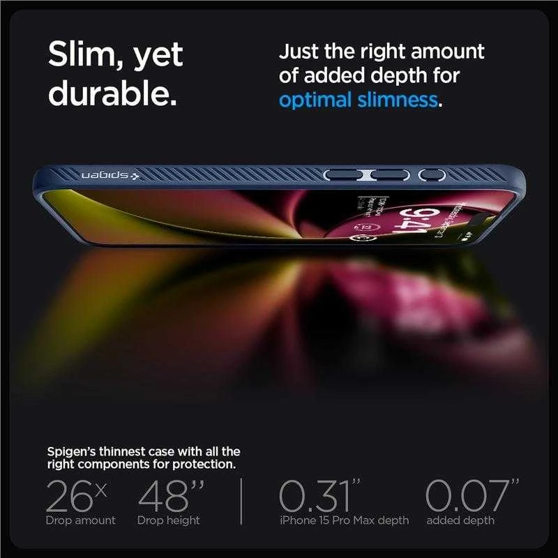Dėklas SPIGEN LIQUID AIR IPHONE 15 PRO MAX NAVY Mėlynas