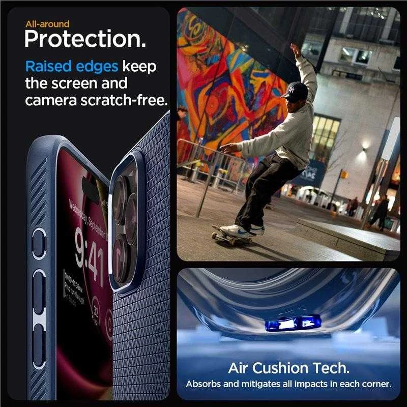 Dėklas SPIGEN LIQUID AIR IPHONE 15 PRO MAX NAVY Mėlynas