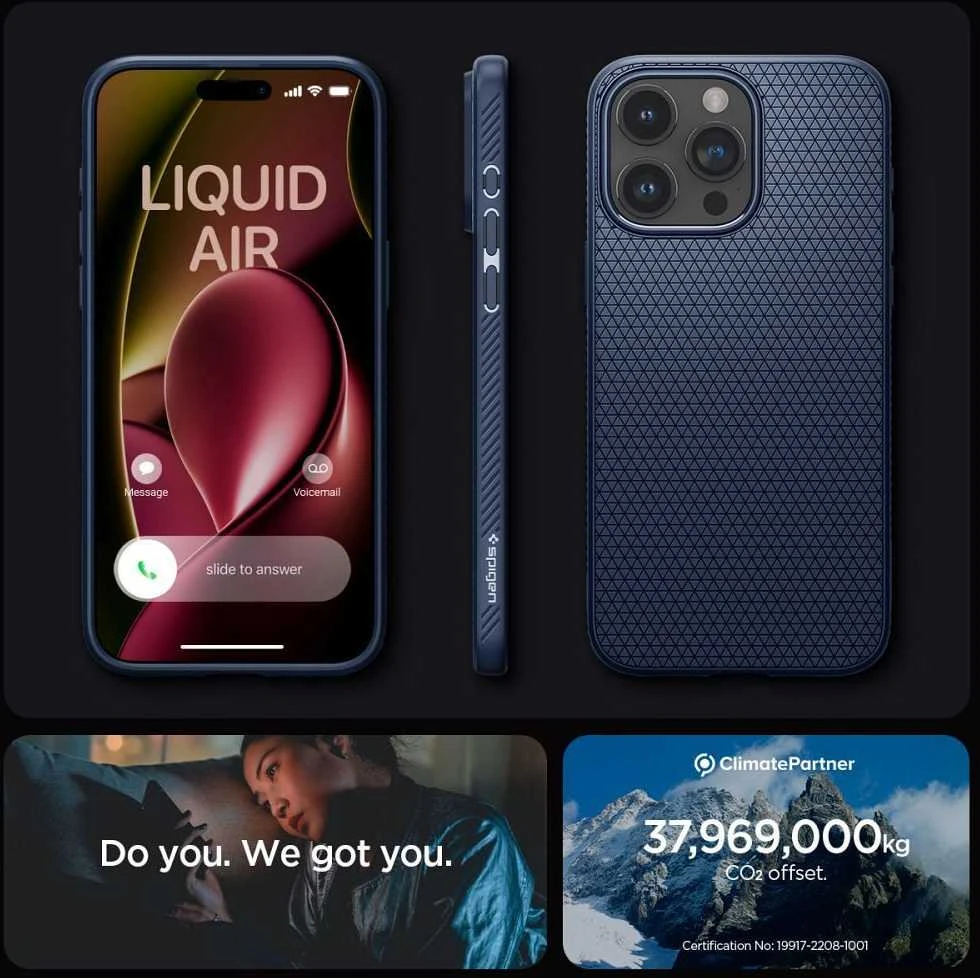 Dėklas SPIGEN LIQUID AIR IPHONE 15 PRO MAX NAVY Mėlynas