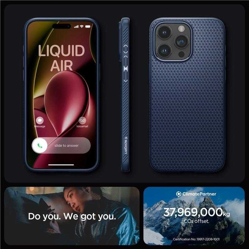 Dėklas SPIGEN LIQUID AIR IPHONE 15 PRO MAX NAVY Mėlynas
