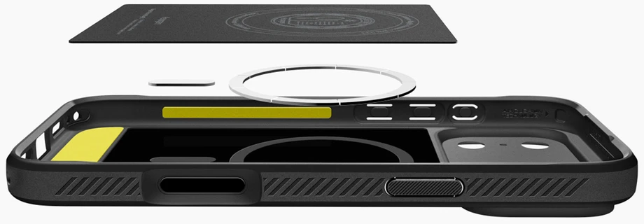 Dėklas Spigen Rugged Armor MagSafe Case for iPhone 18 Pro / 17 Pro - Matte Juodas