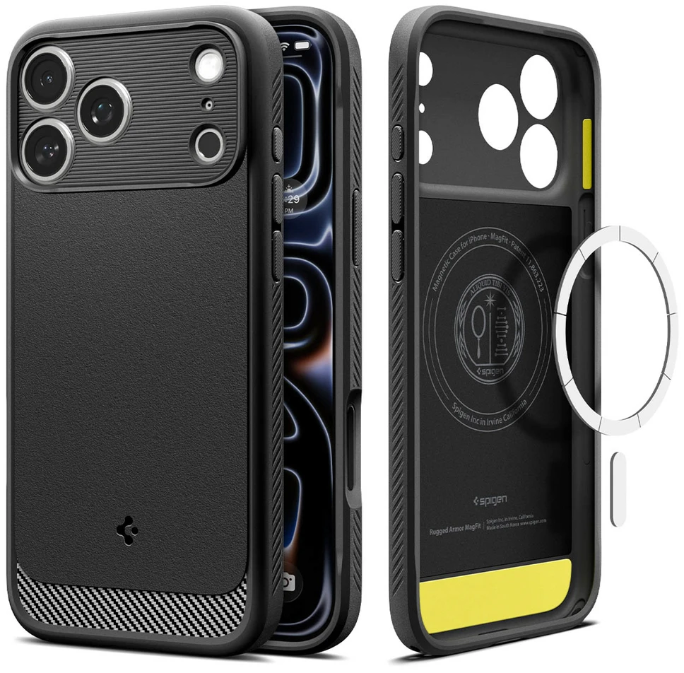 Spigen Rugged Armor MagSafe dėklas iPhone 18 Pro / 17 Pro - Matinis juodas