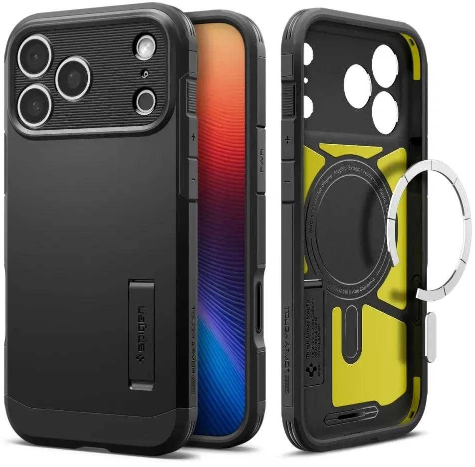 Spigen Tough Armor "T" MagSafe dėklas skirtas Apple iPhone 17 Pro – juodos spalvos