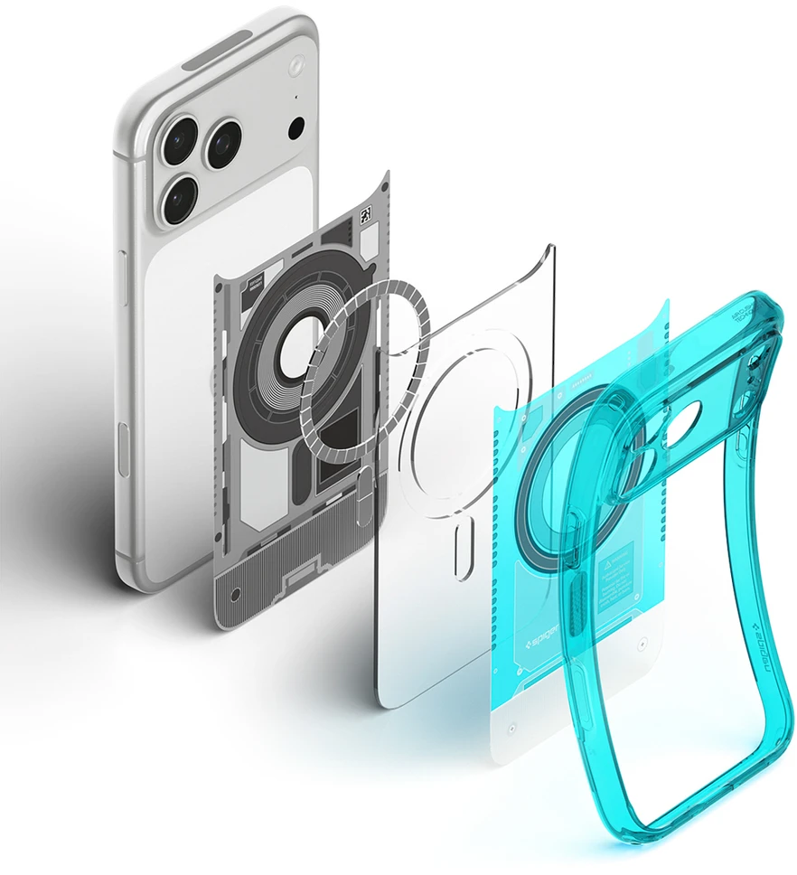 Dėklas Spigen Ultra Hybrid MagSafe case for iPhone 18 Pro / 17 Pro - light mėlynas