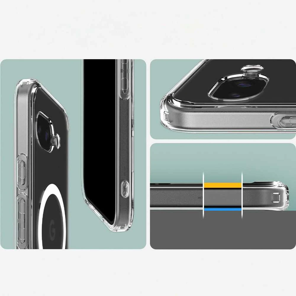SPIGEN dėklas ULTRA HYBRID MAG suderinamas su MagSafe, skirtas GOOGLE PIXEL 9A skaidrus/baltas