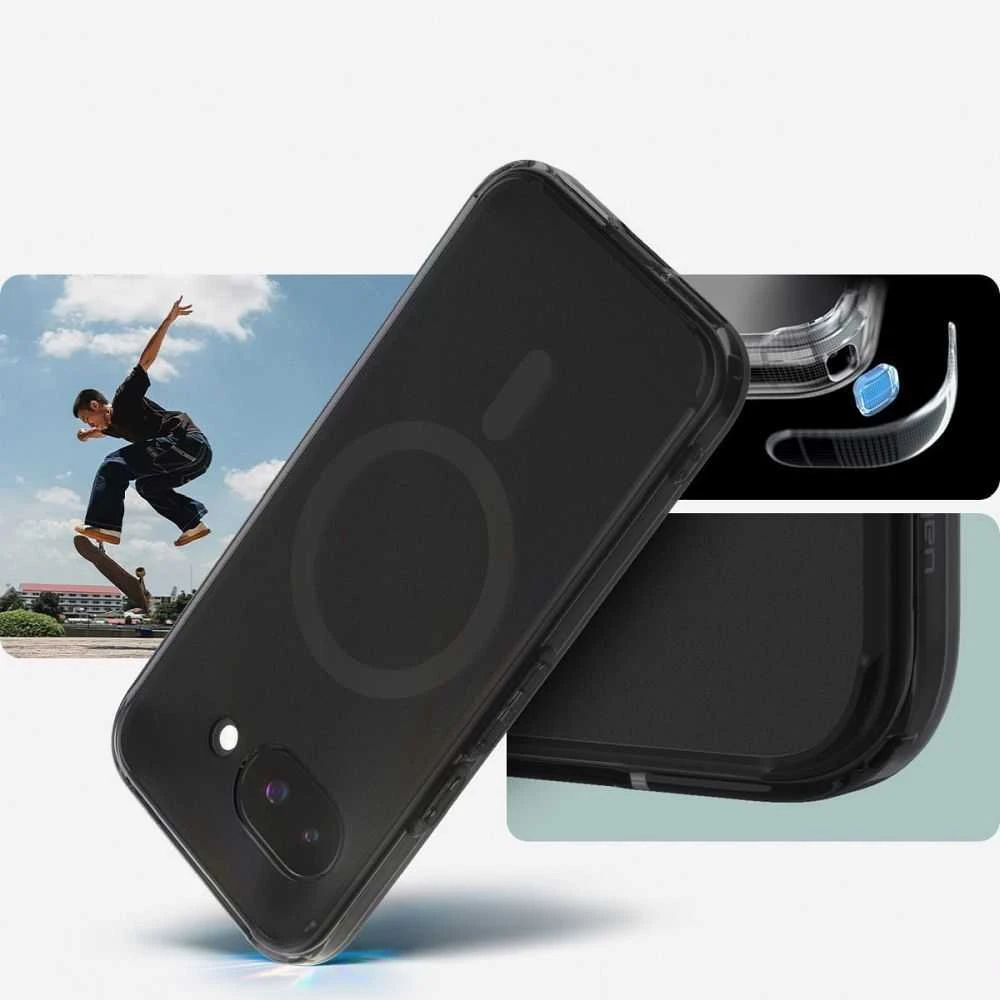 SPIGEN dėklas ULTRA HYBRID MAG suderinamas su MagSafe, skirtas GOOGLE PIXEL 9A frost juodas
