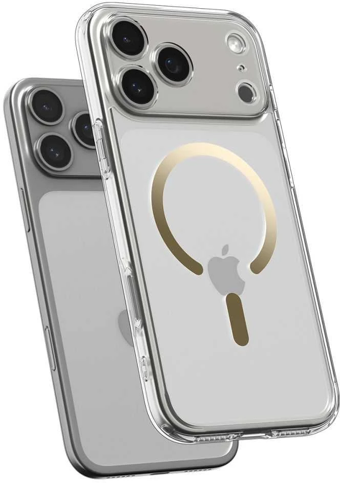 SPIGEN case ULTRA HYBRID MAG compatible with MagSafe for IPHONE 17 Pro Max clear auksinis