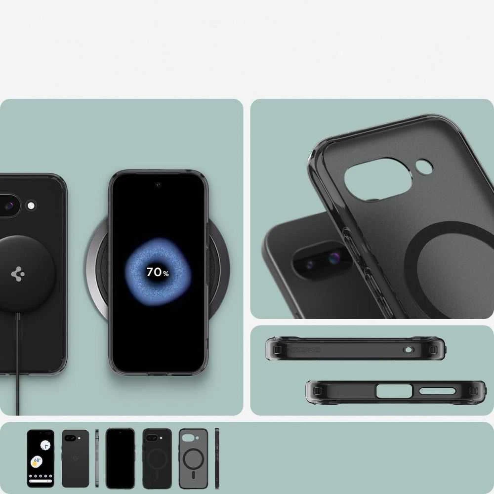 SPIGEN dėklas ULTRA HYBRID MAG suderinamas su MagSafe, skirtas GOOGLE PIXEL 9A frost juodas
