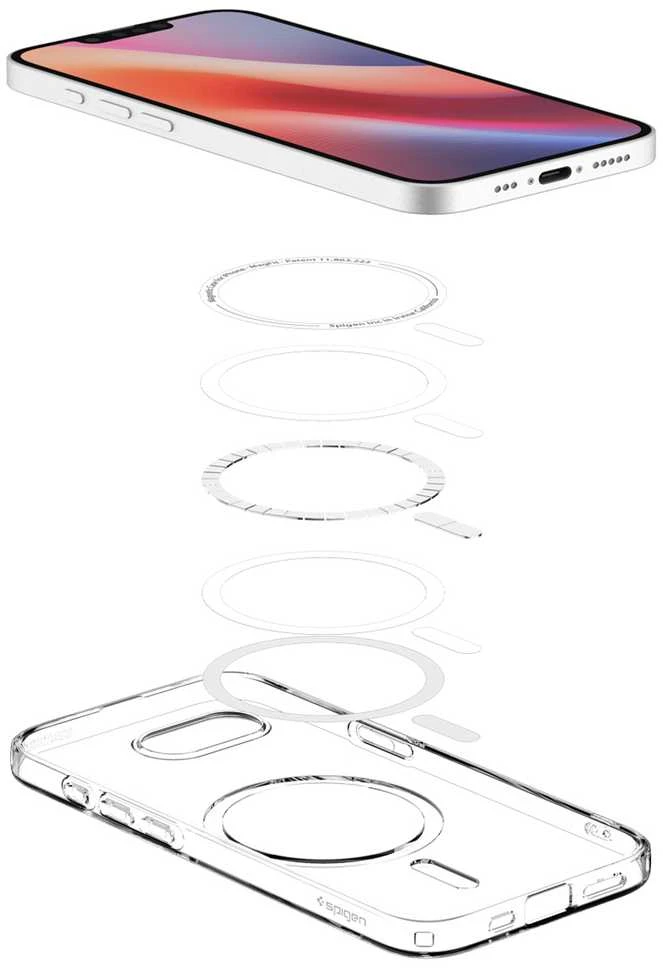 Dėklas Spigen „Crystal Flex MagSafe“, skaidriai baltas – „iPhone 16e“