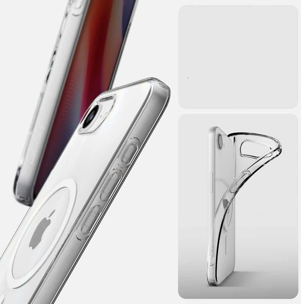 Dėklas Spigen „Crystal Flex MagSafe“, skaidriai baltas – „iPhone 16e“