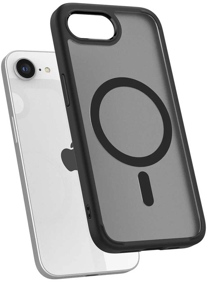 Dėklas Spigen „Crystal Hybrid MagSafe“, šerkšno juodumo – „iPhone 16e“