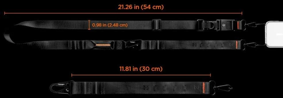 Spigen DA30M Universal Lanyard Strap Crossbody juodos spalvos