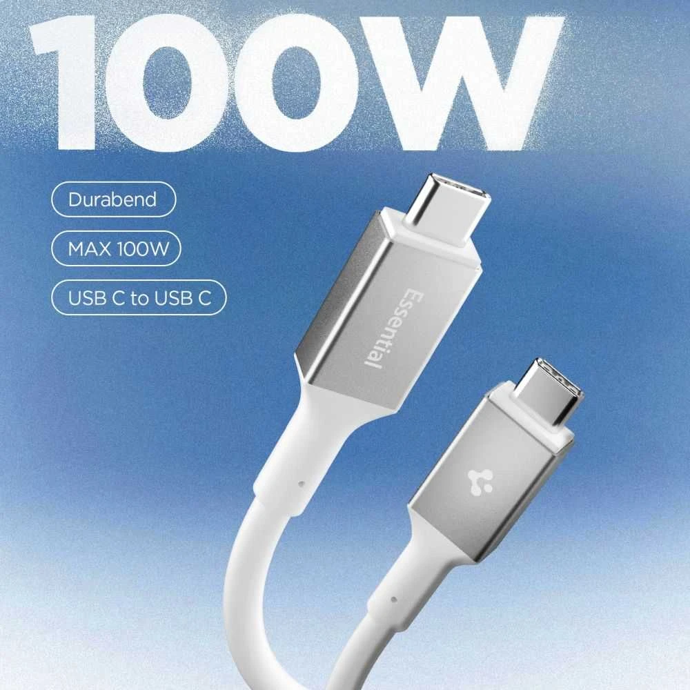 Spigen Essential USB C į USB C 100W laidas, baltas EB10020CC