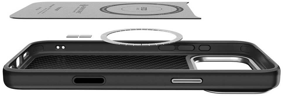 Dėklas Spigen Enzo Aramid T, juodas sidabrinis - iPhone 17 Pro Max