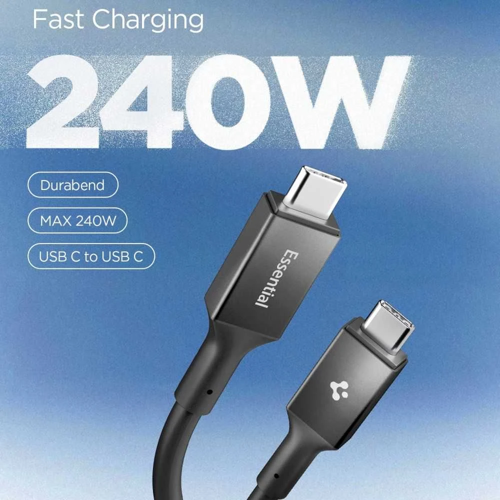 Spigen Essential USB C į USB C 240W laidas, juodas EB24012CC