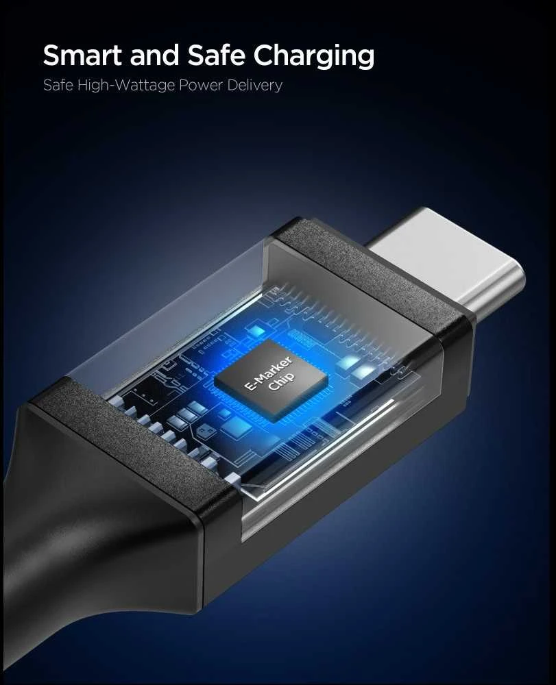 Spigen Essential USB C į USB C 240W laidas, juodas EB24012CC