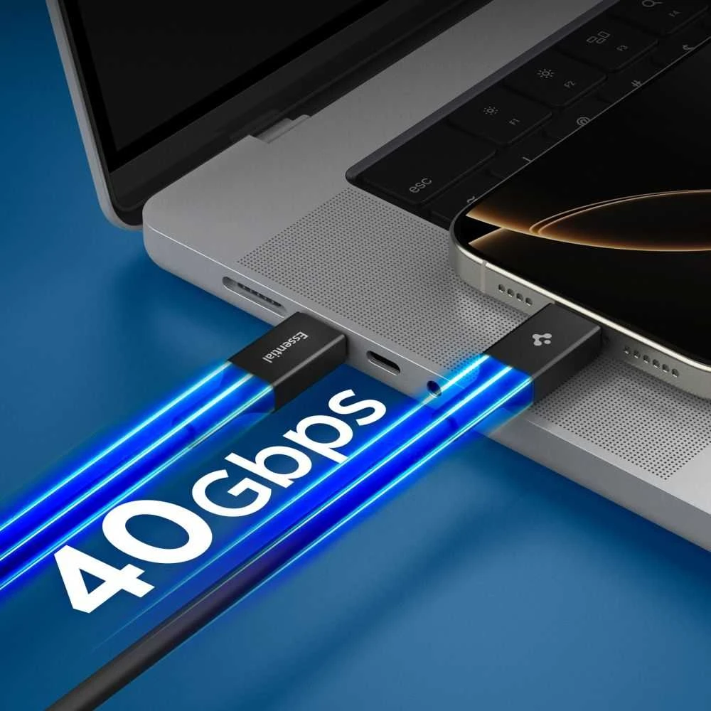Spigen Essential USB C į USB C 240W laidas, juodas EB24012CC