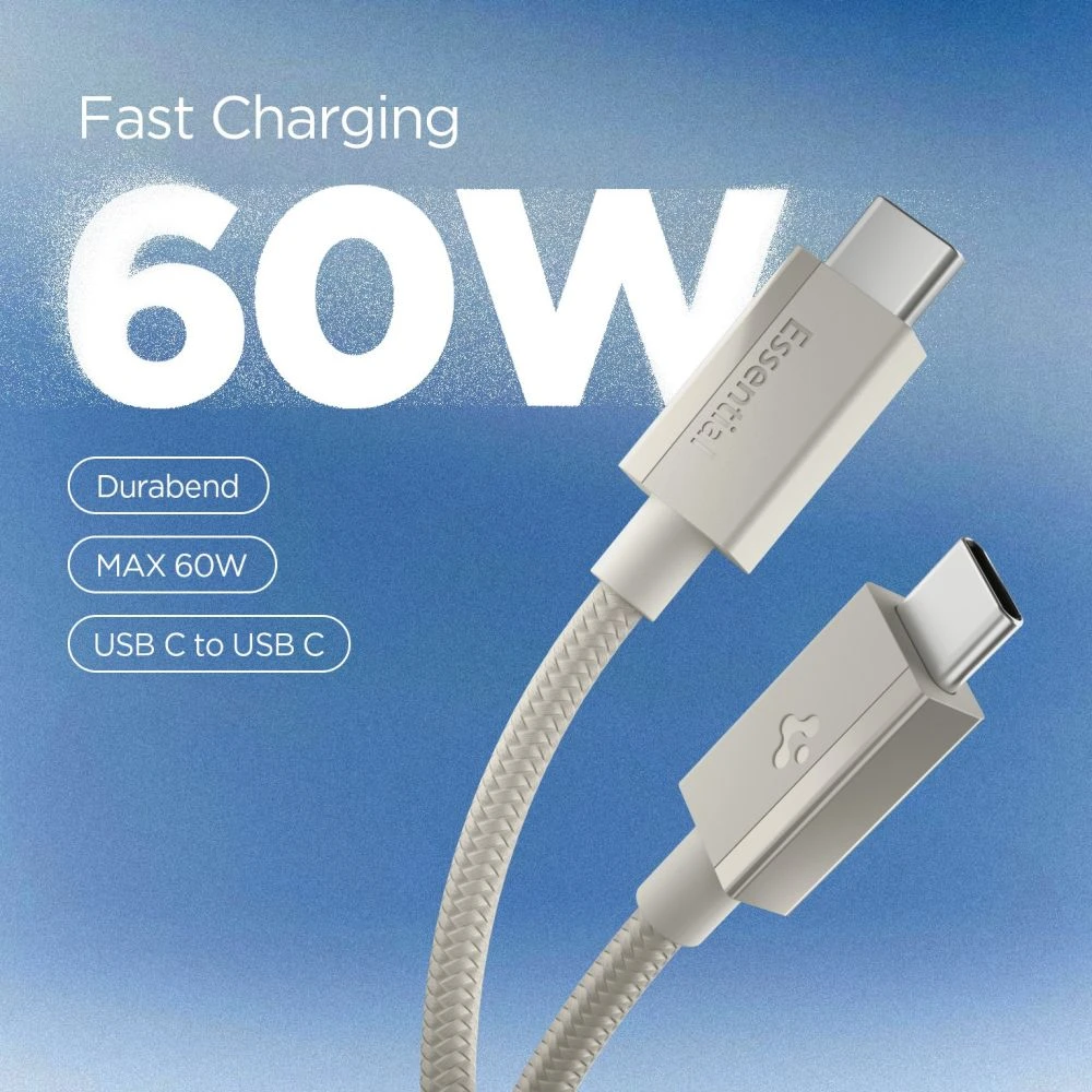 SPIGEN EB6015CC ESSENTIAL TYPE-C KABELIS 60W 150CM NATŪRALUS TITANAS