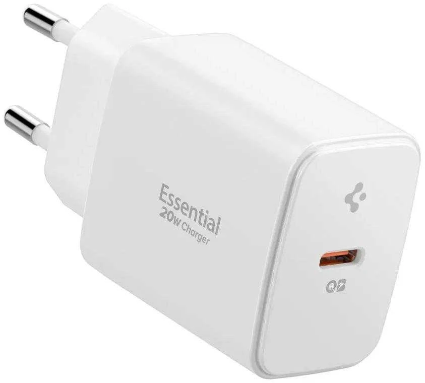 Spigen Essential EE201EU USB-C 20W Wall Charger - Baltas