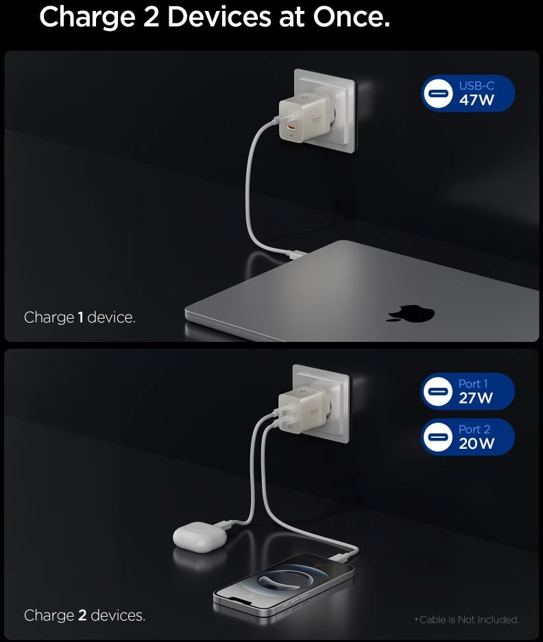 Spigen EE472EU-GAN ESSENTIAL 2 PRIEVADŲ TINKLO ĮKROVIKLIS 47W NATURAL TITANIUM