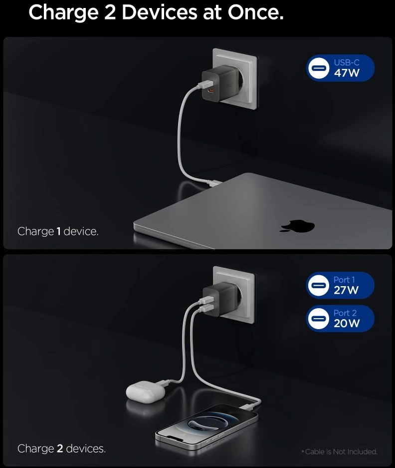 Spigen EE472EU-GAN ESSENTIAL 2 PRIEVADŲ TINKLO ĮKROVIKLIS 47W GUNMETAL