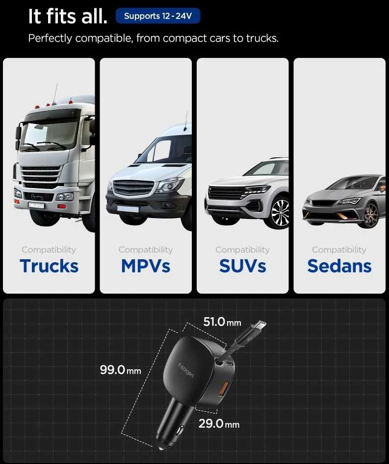 Automobilinis įkroviklis Spigen Essential 60W Car Charger EV603BT, juodas