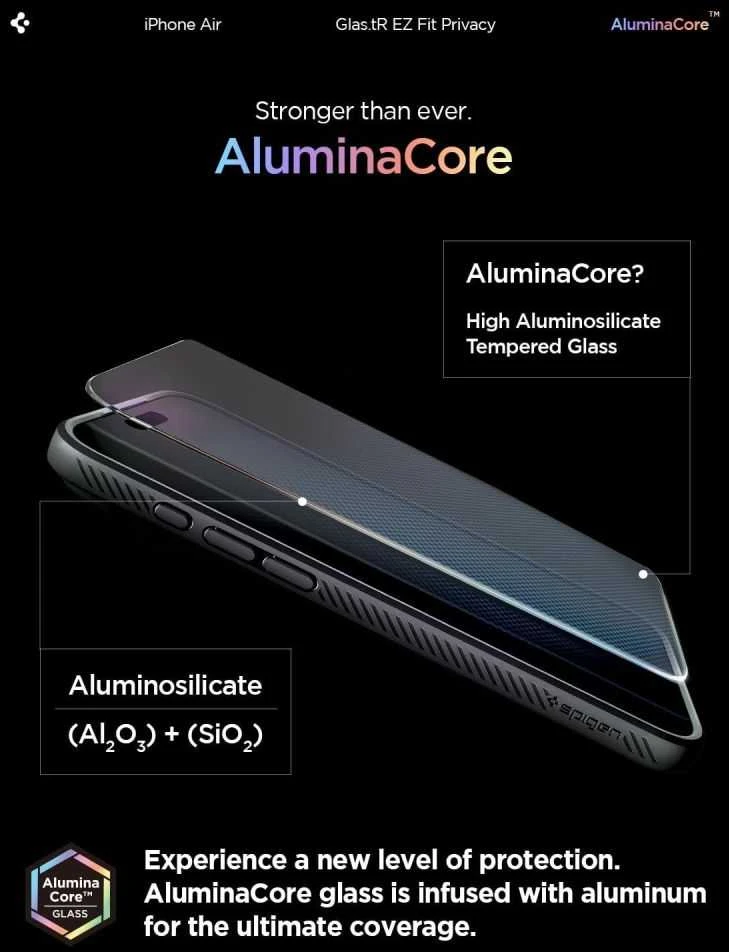 Ekrano apsauginis stiklas Spigen Glass tR EZ Fit (Privacy) 2 Pack, transparency - iPhone Air