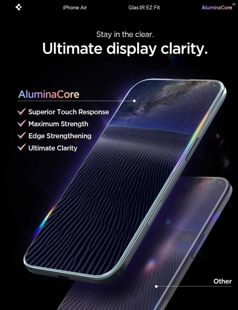 Ekrano apsauginis stiklas Spigen Glass tR EZ Fit 2 Pack, transparency - iPhone Air
