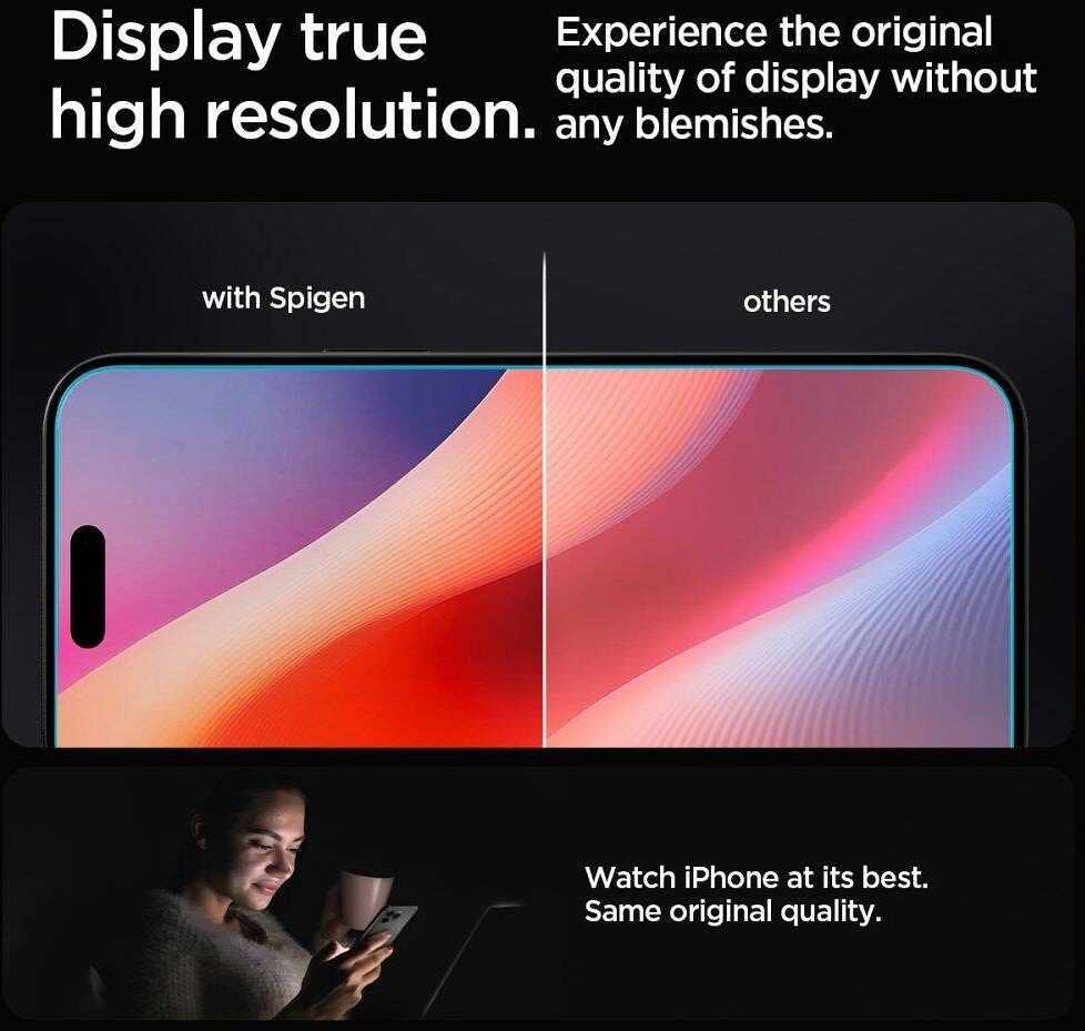 „Spigen Glass tR EZ Fit HD“ 1 vnt., skaidrus – „Apple iPhone 16 Pro Max“