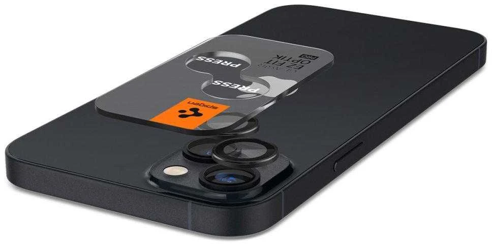 Spigen OPTIK.TR „EZ Fit” Kameros apsauga 2-pack Apple iPhone 14/14 Plus juodos spalvos