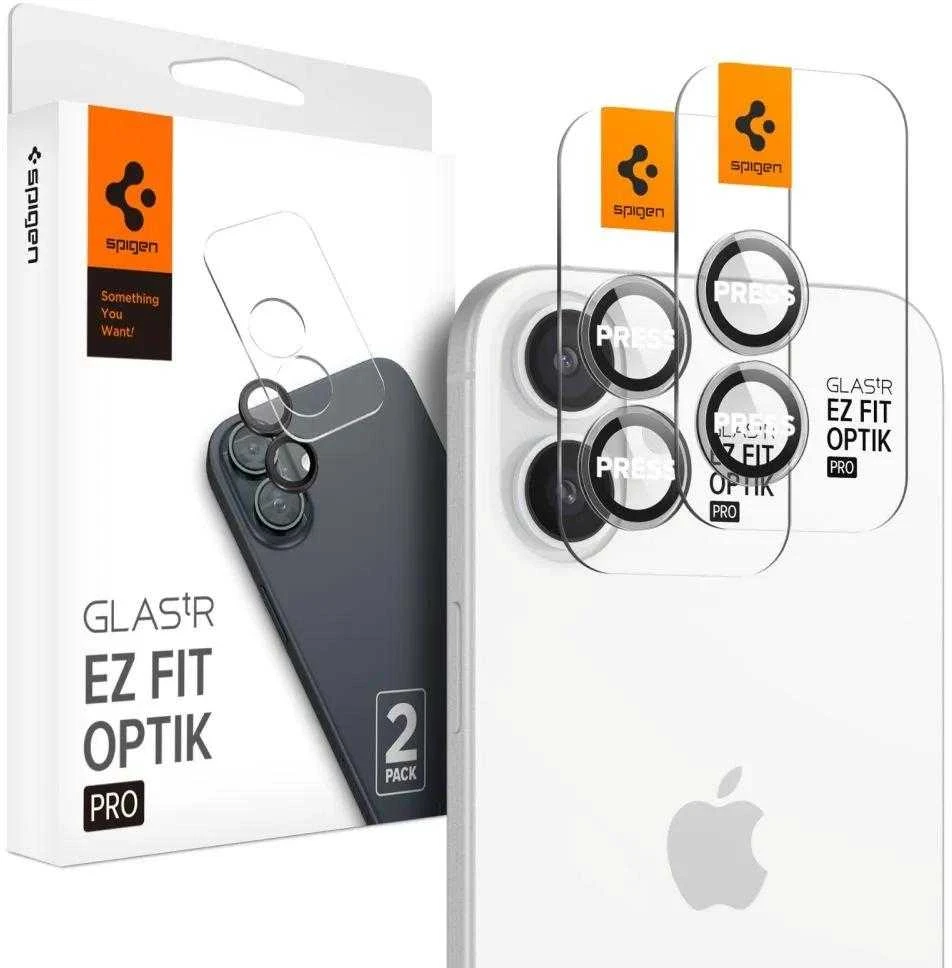 Spigen Glas.tR EZ Fit Optik Pro apsauginis stiklas skirtas Apple iPhone 16 / 16 Plus / 17 camera (2 vnt.)