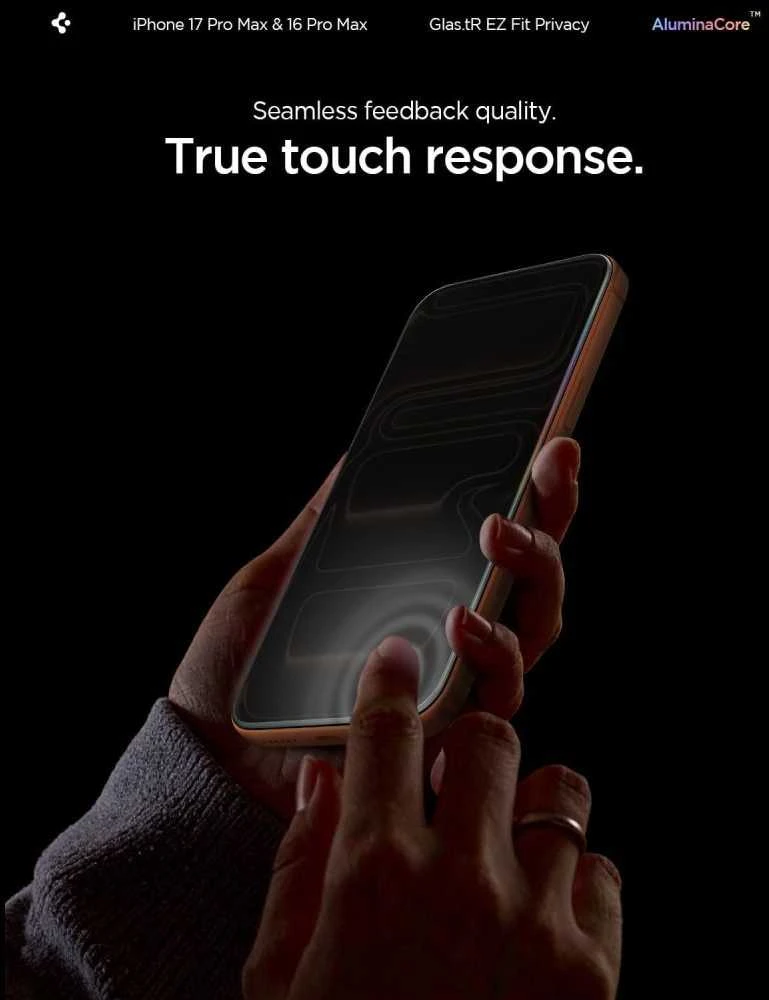 „Spigen Glas.tR EZ Fit Privacy“ dėklas Apple iPhone 16 Pro Max / 17 Pro Max – 2 vnt.