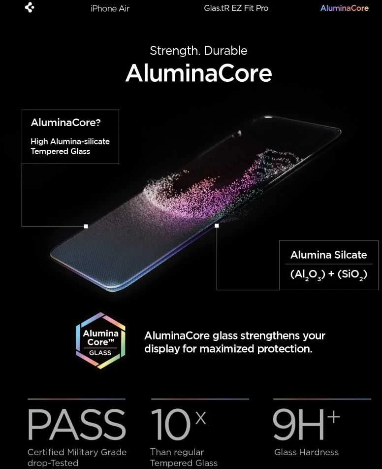 Apsauginis stiklas Spigen Glas.TR EZ Fit Pro skirtas Apple iPhone 17 Air – skaidrus