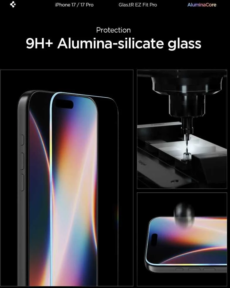 Spigen Glas.TR EZ Fit Pro Apsauginis stiklas skirtas Apple iPhone 16 Pro / 17 / 17 Pro – Transparent