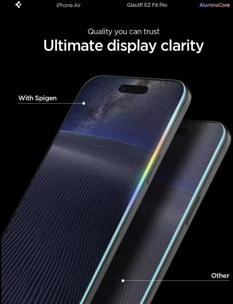 Apsauginis stiklas Spigen Glas.TR EZ Fit Pro skirtas Apple iPhone 17 Air – skaidrus