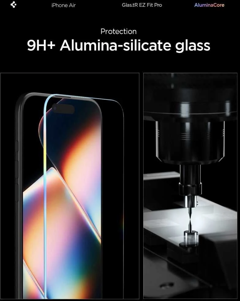 Apsauginis stiklas Spigen Glas.TR EZ Fit Pro skirtas Apple iPhone 17 Air – skaidrus