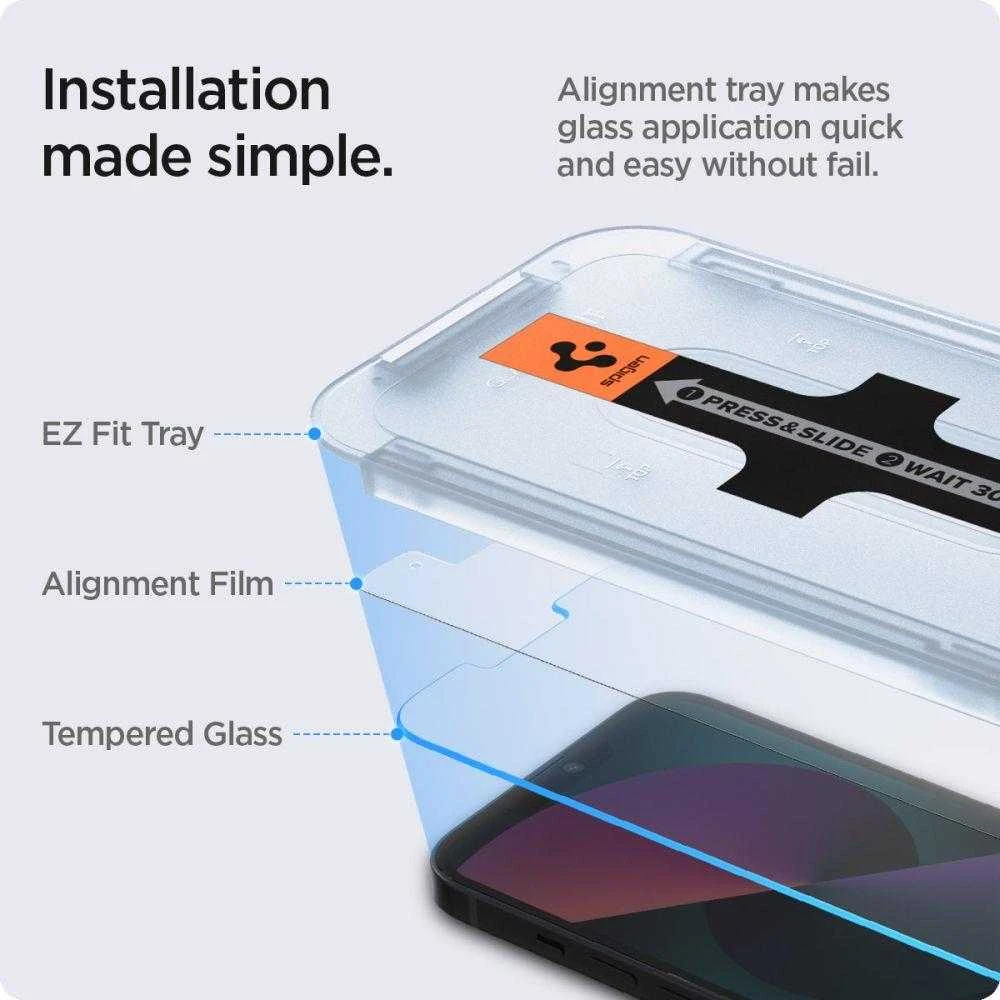 Apsauginis stiklas for iPhone 13 / 13 Pro / 14 with Spigen Glas.tR EZ FIT applicator (2 pcs.)