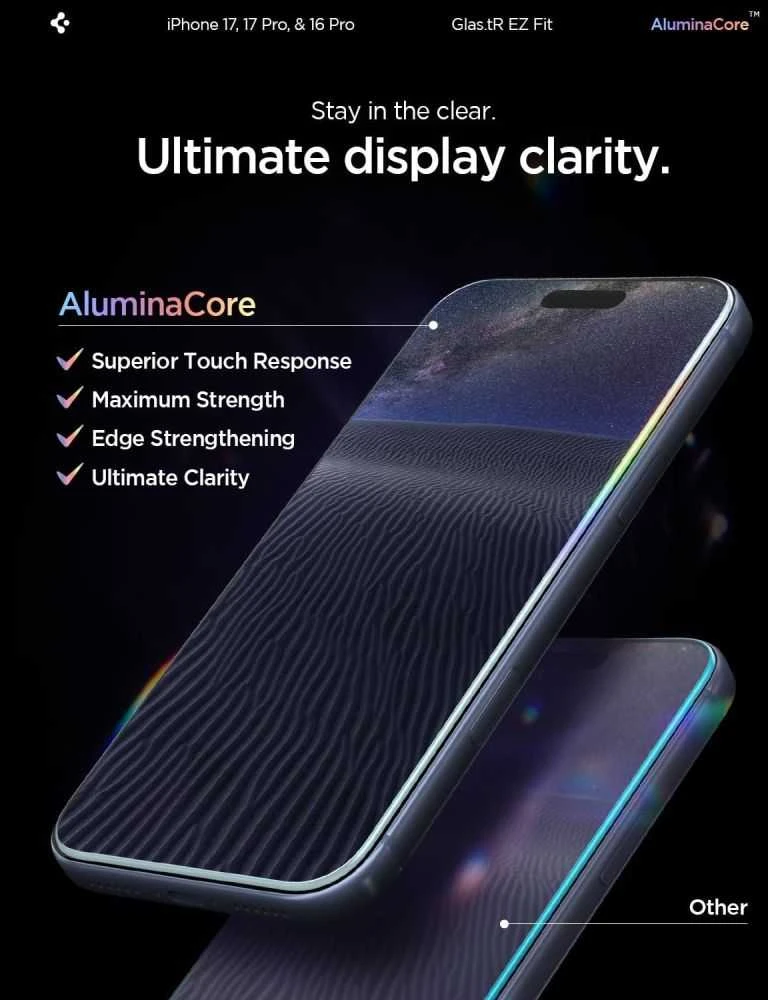 Spigen Glas.tR EZ Fit Apple iPhone 16 Pro / 17 / 17 Pro – 2 vnt.