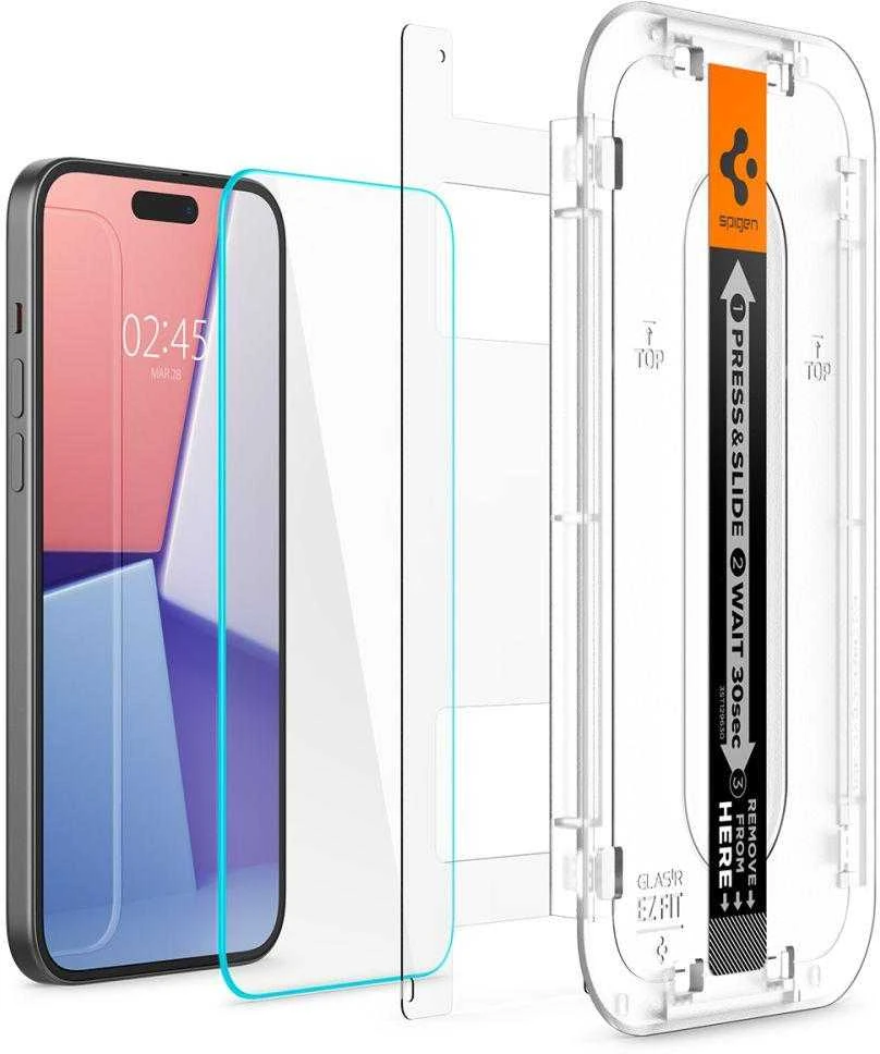 GRŪDINTAS STIKLAS SPIGEN GLAS.TR EZ FIT IPHONE 15 PLUS CLEAR