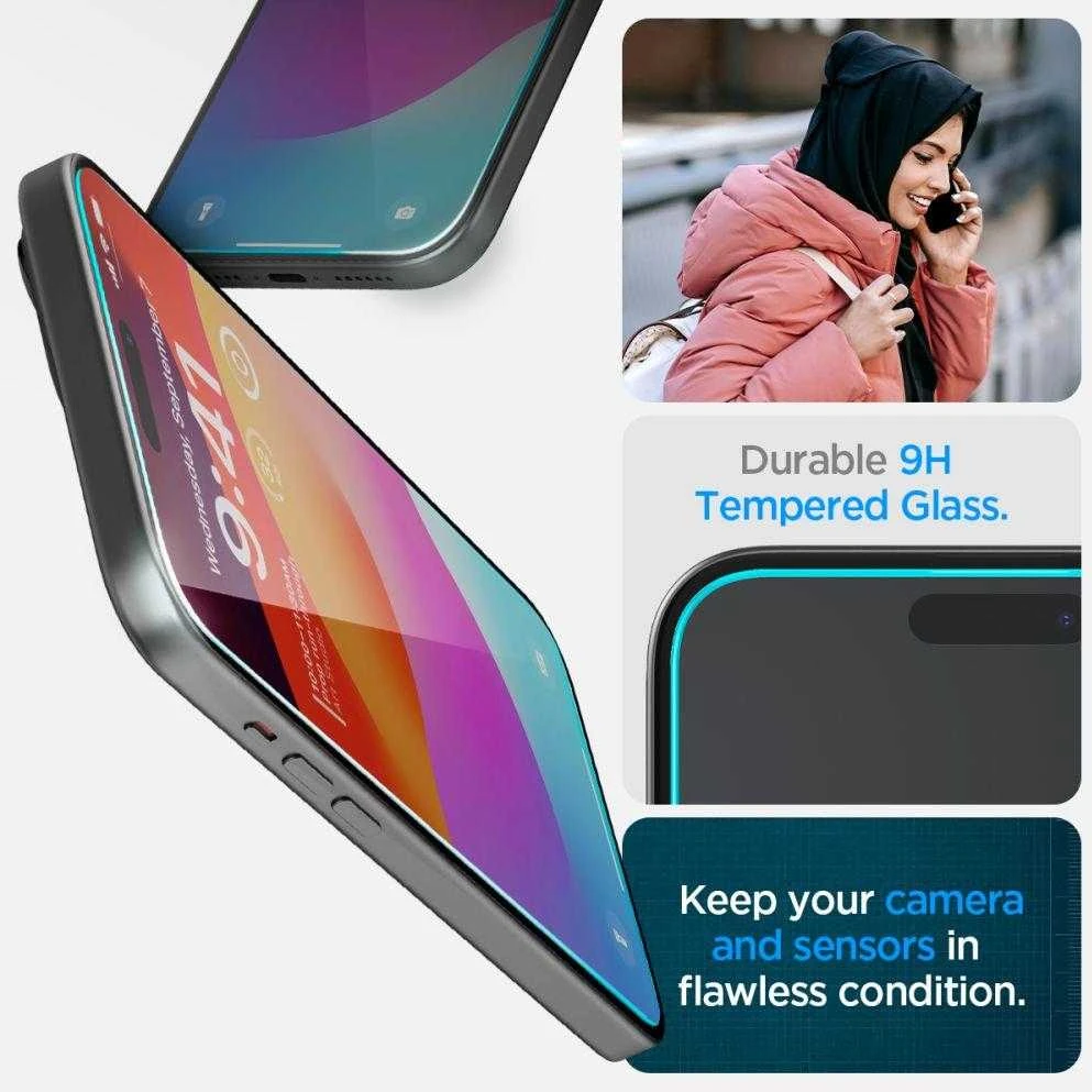 GRŪDINTAS STIKLAS SPIGEN GLAS.TR EZ FIT IPHONE 15 PLUS CLEAR