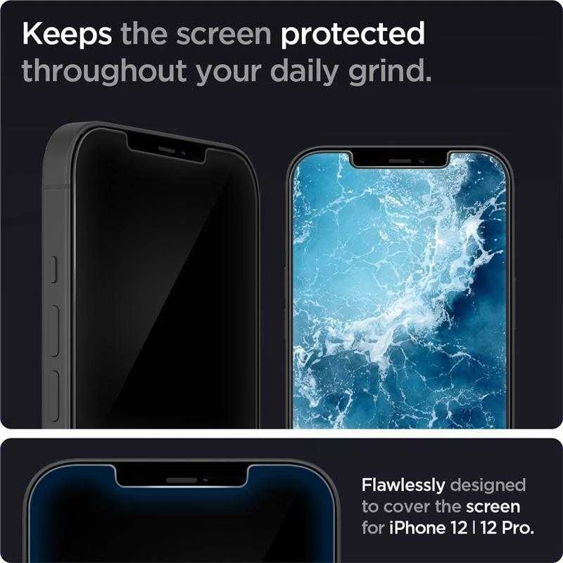 Apsauginis ekrano stiklas Spigen TR „EZ FIT” 2-pack Apple iPhone 12/12 Pro