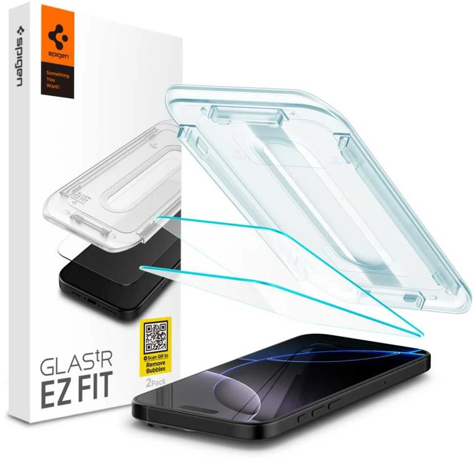 „Spigen Glas.tR EZ Fit“ dėklas, skirtas „Apple iPhone 16 Pro Max / 17 Pro Max“ – 2 vnt.
