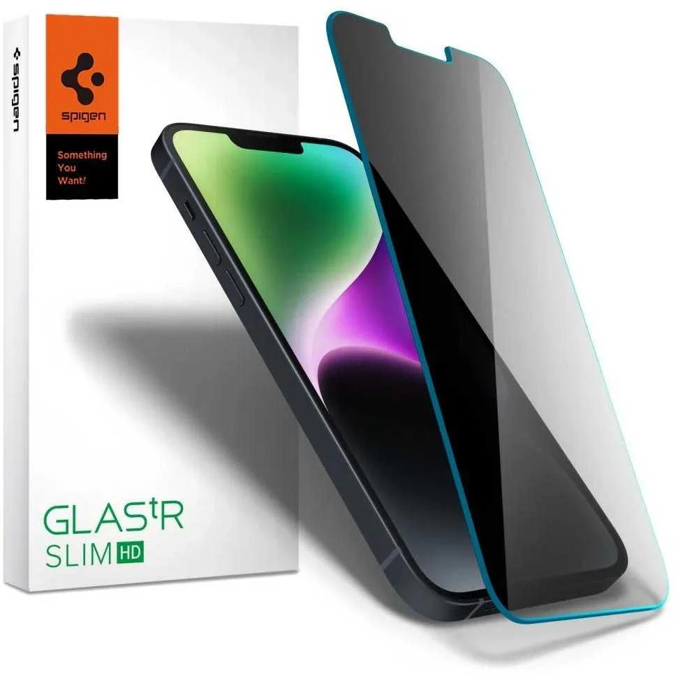Apsauginis stiklas Spigen GLAS.tR SLIM iPhone 13 / 13 Pro / 14 Privacy